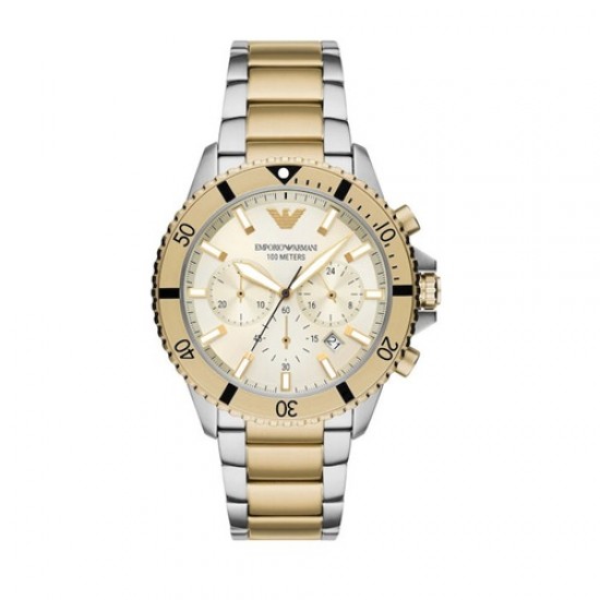 Emporio Armani Sea Explorer AR11606 Ανδρικό Ρολόι 43mm Χρονογράφος Μπαταρίας με Δίχρωμο Μεταλλικό Μπρασελέ 100m Emporio Armani Sea Explorer AR11606 Ανδρικό Ρολόι 43mm Χρονογράφος Μπαταρίας με Δίχρωμο Μεταλλικό Μπρασελέ 100m