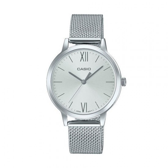 Casio LTP-E157M-7 Women's Analog Watch with Silver Stainless Steel Mesh Bracelet 32mm