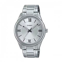 Casio MTP-V005D-7B5UDF Men’s Analog Watch with Silver Bracelet and Roman Numeral Dial