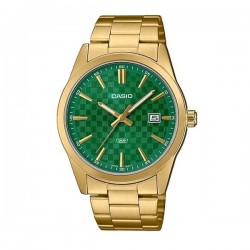 Casio Collection MTP-VD03G-3A Men's Quartz Watch Green Dial Gold Stainless Steel Bracelet 41mm
