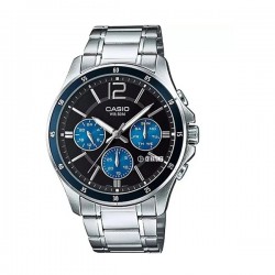 Casio Enticer Analog Quartz MTP-1374D-2AV Men's Watch with Stainless Steel Bracelet 43.5mm