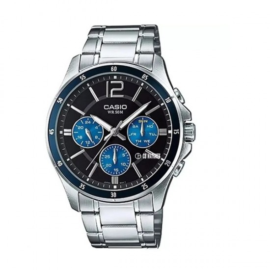Casio Enticer Analog Quartz MTP-1374D-2AV Men's Watch with Stainless Steel Bracelet 43.5mm Casio Enticer Analog Quartz MTP-1374D-2AV Men's Watch with Stainless Steel Bracelet 43.5mm