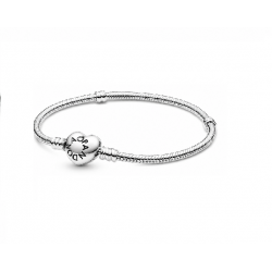 Pandora Moments Heart Clasp Snake Chain Bracelet 590719-21 Sterling Silver 21cm