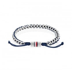 Tommy Hilfiger 2790511 Men's Chain Bracelet Stainless Steel with Navy Cord 20cm
