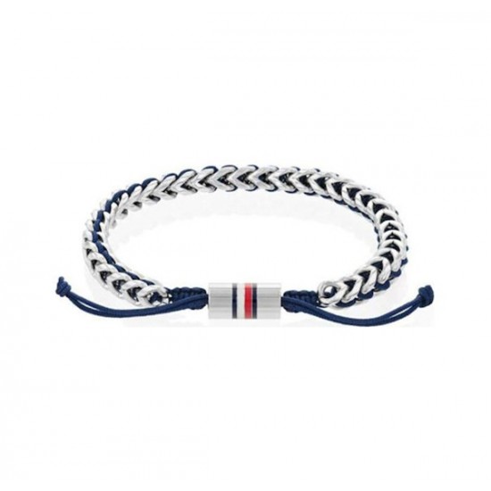 Tommy Hilfiger 2790511 Men's Chain Bracelet Stainless Steel with Navy Cord 20cm