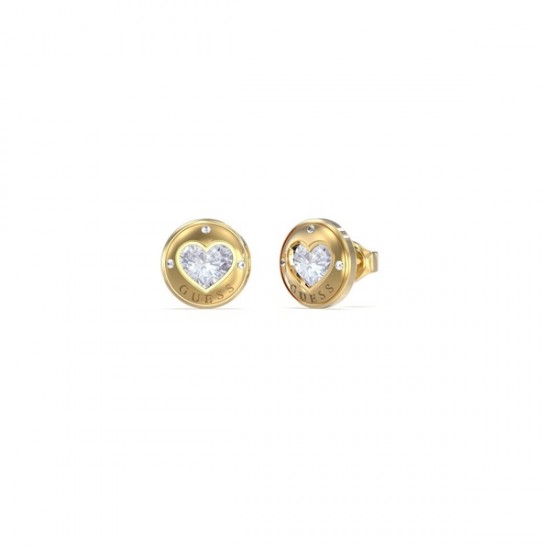 Guess JUBE03349JWYGT/U Hearts Earrings made of Steel Gold Plated with Stones