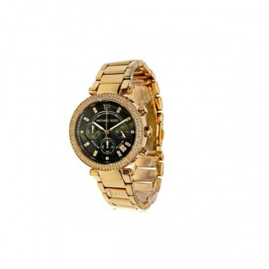 Michael Kors Parker MK6263 Women's Chronograph Watch 39mm with Green Dial & Gold Stainless Steel Bracelet Michael Kors Parker MK6263 Women's Chronograph Watch 39mm with Green Dial & Gold Stainless Steel Bracelet