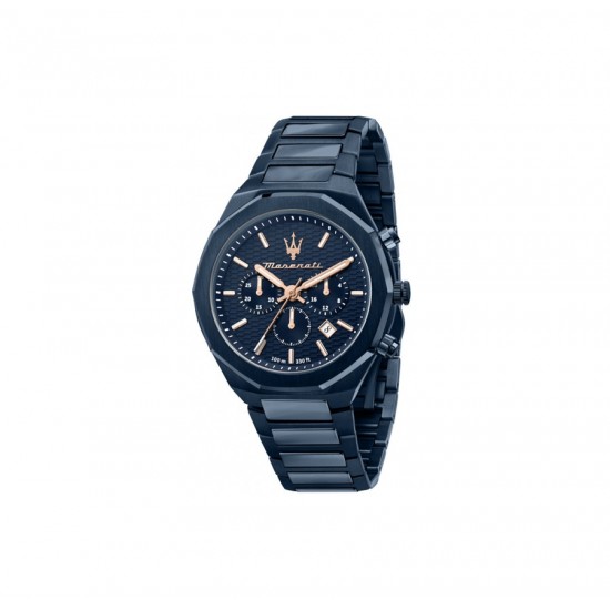 Maserati R8873642008Stile Ανδρικό Ρολόι Χρονογράφος Quartz 45mm με Μπλε Μεταλλικό Μπρασελέ Maserati R8873642008Stile Ανδρικό Ρολόι Χρονογράφος Quartz 45mm με Μπλε Μεταλλικό Μπρασελέ