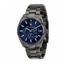 MaseratiR8853151012 Attrazione Ανδρικό Πολυλειτουργικό Ρολόι 43mm με Μπλε Καντράν & Gunmetal Μεταλλικό Μπρασελέ  