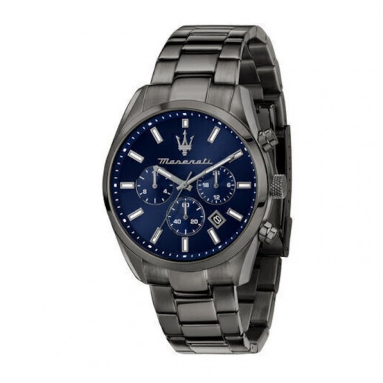 MaseratiR8853151012 Attrazione Ανδρικό Πολυλειτουργικό Ρολόι 43mm με Μπλε Καντράν & Gunmetal Μεταλλικό Μπρασελέ MaseratiR8853151012 Attrazione Ανδρικό Πολυλειτουργικό Ρολόι 43mm με Μπλε Καντράν & Gunmetal Μεταλλικό Μπρασελέ