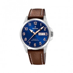 Festina Classics F20358/B Men's Quartz Watch Blue Dial Brown Leather Strap 40mm Festina Classics F20358/B Men's Quartz Watch Blue Dial Brown Leather Strap 40mm