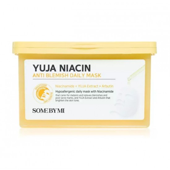 Some By Mi Yuja Niacin Anti Blemish Daily Brightening Sheet Face Mask with Niacinamide & Arbutin 30pcs K-Beauty | Korean Skin Care | Some By Mi Some By Mi Yuja Niacin Anti Blemish Daily Brightening Sheet Face Mask with Niacinamide & Arbutin 30pcs K-Beauty | Korean Skin Care | Some By Mi