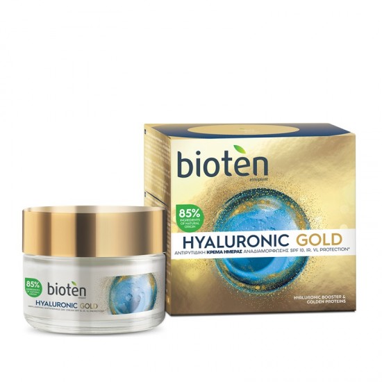 BIOTEN Hyaluronic Gold SPF10 Κρέμα Ημέρας για Ενυδάτωση & Αντιγήρανση με Υαλουρονικό Οξύ 50 ml