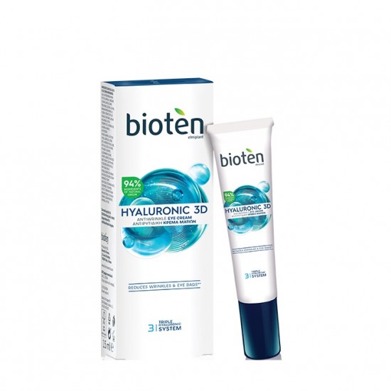 BIOTEN Hyaluronic 3D 24ωρη Κρέμα Ματιών με Υαλουρονικό Οξύ για Ενυδάτωση & Αντιγήρανση 15ml