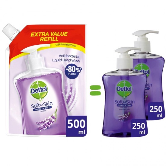 DETTOL Ανταλλακτικό Αντιβακτηριδιακό Υγρό Κρεμοσάπουνο σε Σακουλάκι με Άρωμα Λεβάντα 500ml