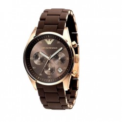 Emporio Armani Sportivo AR5891, Women's Watch Chronograph with Brown Rubber Strap 