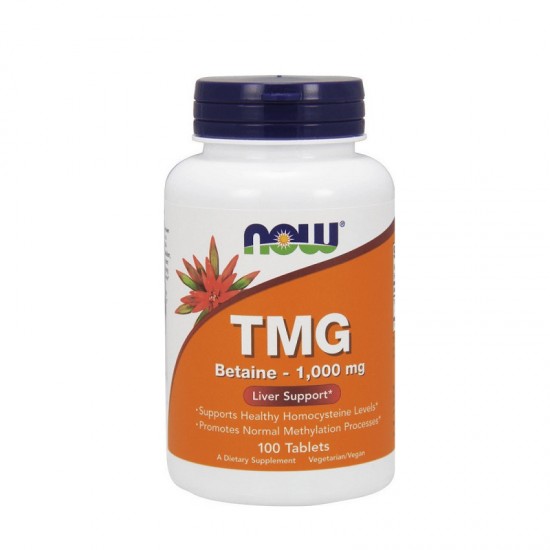 NOW FOODS TMG (Trimethylglycine ) 1000mg Συμπλήρωμα Διατροφής Για Την Αποτοξίνωση του Ήπατος 100 Ταμπλέτες