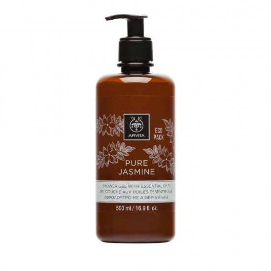 APIVITA Pure Jasmine gel de dus cu uleiuri esentiale Eco Pack 500ml