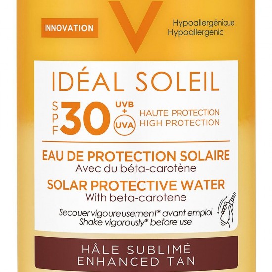 VICHY Idéal Capital Soleil Αντηλιακό Νερό Προστασίας SPF30 για Λαμπερό Μαύρισμα με Β-Καροτένιο 200ml