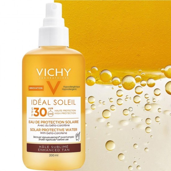 VICHY Idéal Capital Soleil Αντηλιακό Νερό Προστασίας SPF30 για Λαμπερό Μαύρισμα με Β-Καροτένιο 200ml