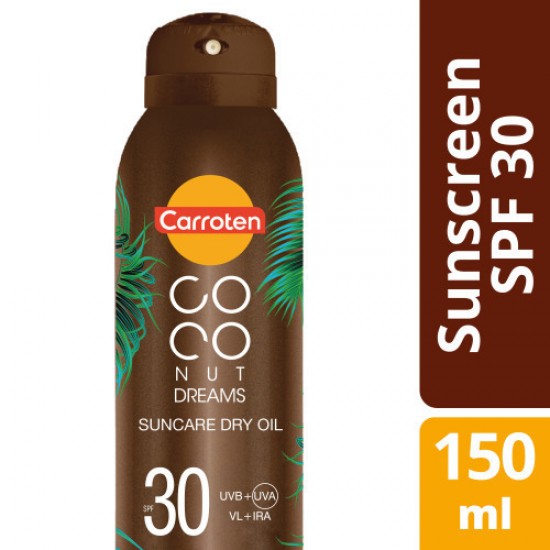 CARROTEN Coconut Dreams Suncare Dry Oil with Instant Cooling Effect, Αντηλιακό Ξηρό Λάδι σε Spray SPF30 150ml