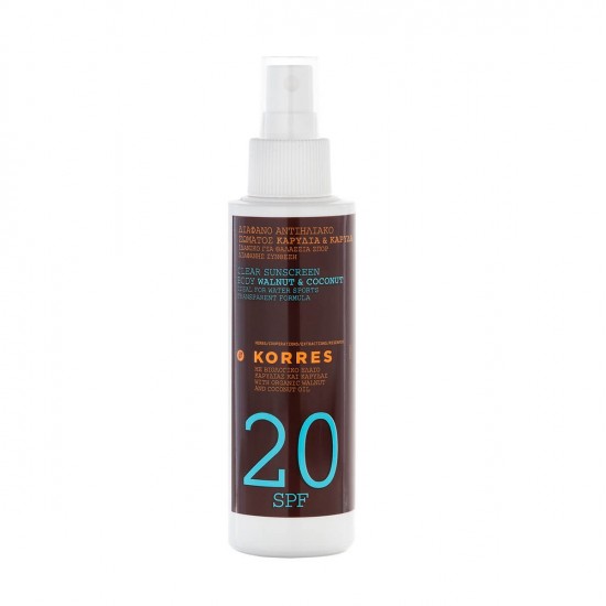 KORRES Walnut & Coconut Clear Body Spray de protecție solară SPF20 150ml