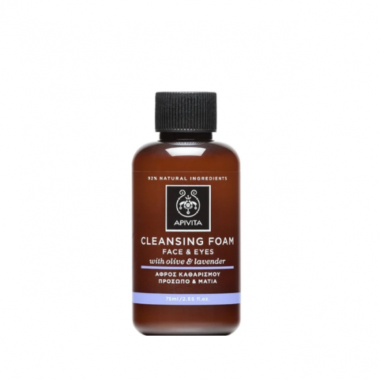 APIVITA Creamy Cleansing Foam for Face & Eyes with Propolis, Olive & Lavender 75ml
