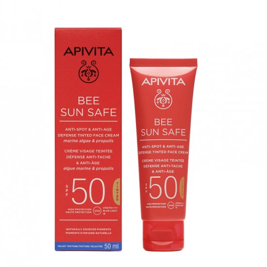 APIVITA Bee Sun Safe Κρεμα Προσώπου Κατά των Πανάδων & των Ρυτίδων με Χρώμα SPF50 50ml