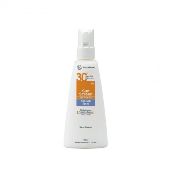 FREZYDERM Sun Screen Anti-Seb Spray SPF30 - Αντηλιακό για Ακμή 150ml