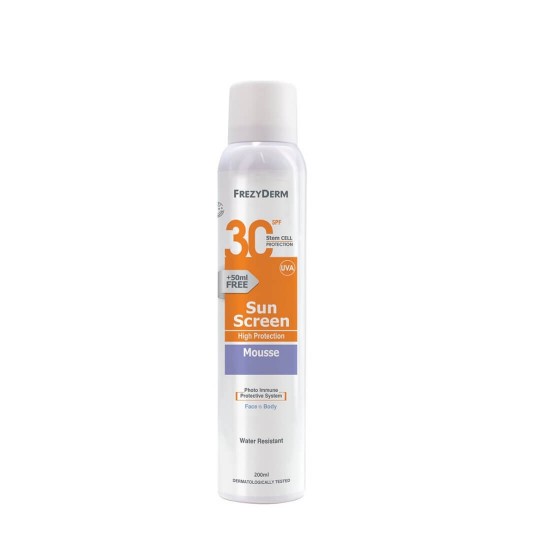 FREZYDERM Sun Screen Mousse SPF30 Αντηλιακό Μους 200ml