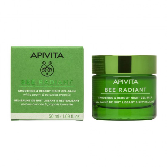 APIVITA Bee Radiant Peony Night Gel Balm, Gel-Balm Νύχτας για Λείανση & Αναζωογόνηση 50ml