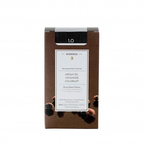 KORRES Argan Oil Advanced Colorant - Μόνιμη Βαφή Μαλλιών 1.0 Μαύρο