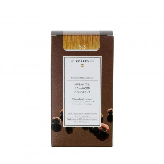 KORRES Argan Oil Advanced Colorant - Permanent Hair Dye 8.3 Light Honey Blonde