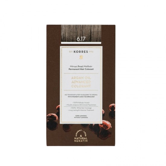 KORRES Argan Oil Ageless Colorant with Ceramides - Permanent Hair Dye 6.17 Blonde Dark Beige KORRES Argan Oil Ageless Colorant with Ceramides - Permanent Hair Dye 6.17 Blonde Dark Beige