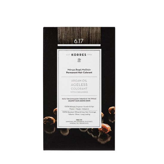 KORRES Argan Oil Ageless Colorant with Ceramides - Permanent Hair Dye 6.17 Blonde Dark Beige KORRES Argan Oil Ageless Colorant with Ceramides - Permanent Hair Dye 6.17 Blonde Dark Beige