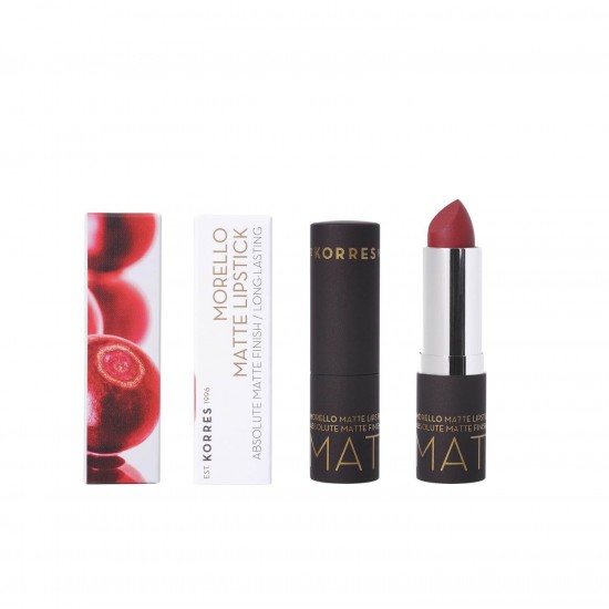 KORRES Morello Matte Lipstick 59 Burgundy Red – Σαγηνευτικό Μπορντώ 3.5g