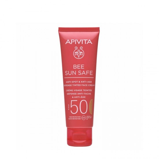 APIVITA Bee Sun Safe Crema de fata colorata Anti-Spot & Anti-Age Defense SPF50 Golden Tint 50ml