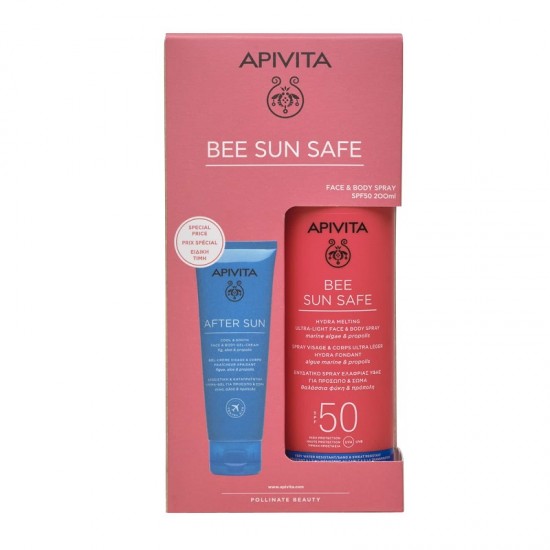APIVITA Bee Sun Safe Hydra Melting Ultra-Light Face & Body Spray SPF50 200ml & After Sun 100ml