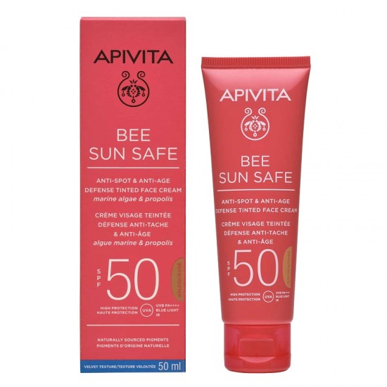 APIVITA Bee Sun Safe Anti-Aging Face Cream with Color SPF50 Golden Tint 50ml