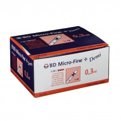 Insulin syringe and needle BD Micro-Fine 0.3ml 30G 0.30x8mm 100 pieces