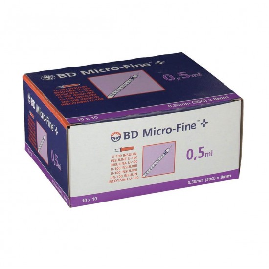 BD Micro-Fine 0,5 ml Insulinspritze und Nadel 30G 0,30 x 8,00 mm 100 Stück BD Micro-Fine 0,5 ml Insulinspritze und Nadel 30G 0,30 x 8,00 mm 100 Stück
