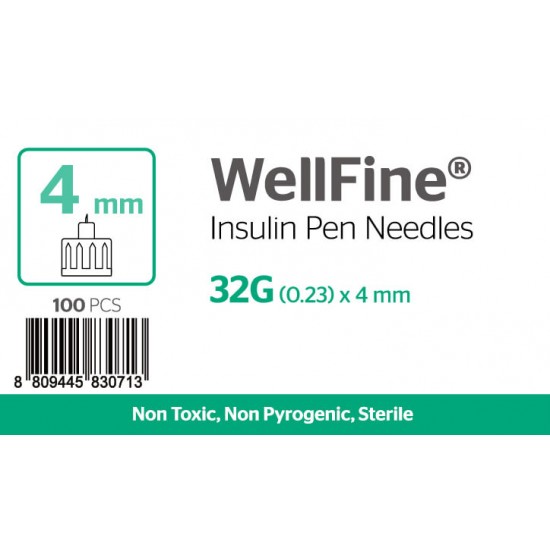 MedExel WellFine Insuline pen needles 32G (0.23)x4mm 100 pieces MedExel WellFine Insuline pen needles 32G (0.23)x4mm 100 pieces