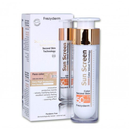 FREZYDERM Sunscreen Color Velvet Face Cream SPF50+ Second Skin με ΧΡΩΜΑ 50ml