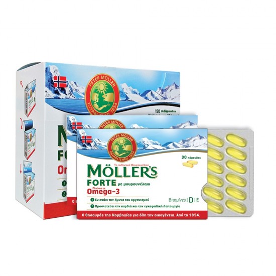 MOLLER'S Forte Omega 3 Μουρουνέλαιο και Ιχθυέλαιο Κατάλληλο για Παιδιά 150 κάψουλες.