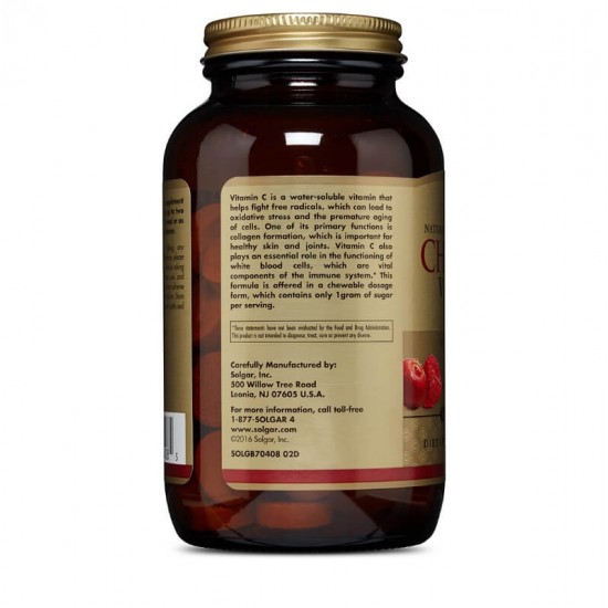 Solgar Vitamina C 500 mg 90 comprimate masticabile - aromă de zmeură cran