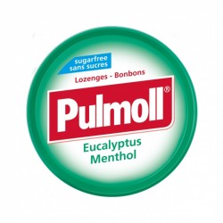 PULMOLL Sugar free Eucalyptus Menthol flavoured lozenges with sweeteners and White Tea extract 45g
