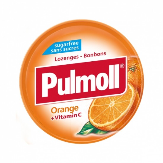 PULMOLL Sugar free Orange and Cardamom flavoured lozenges with sweeteners 45g