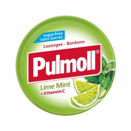 PULMOLL Sugar free Vitamin C lime-mint flavoured lozenges with sweetener 45gr