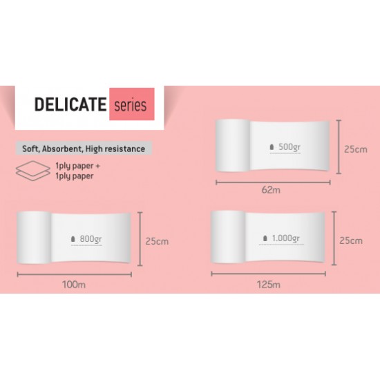 Bournas Medicals 108.053 2-ply paper roll 1000gr 25cm x 125m
