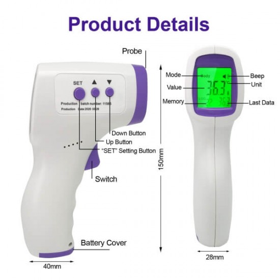 Infrared forehead thermometer SSA Electronic HG01